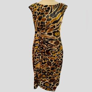 Animal Print Sheath Dress in Brown and Black